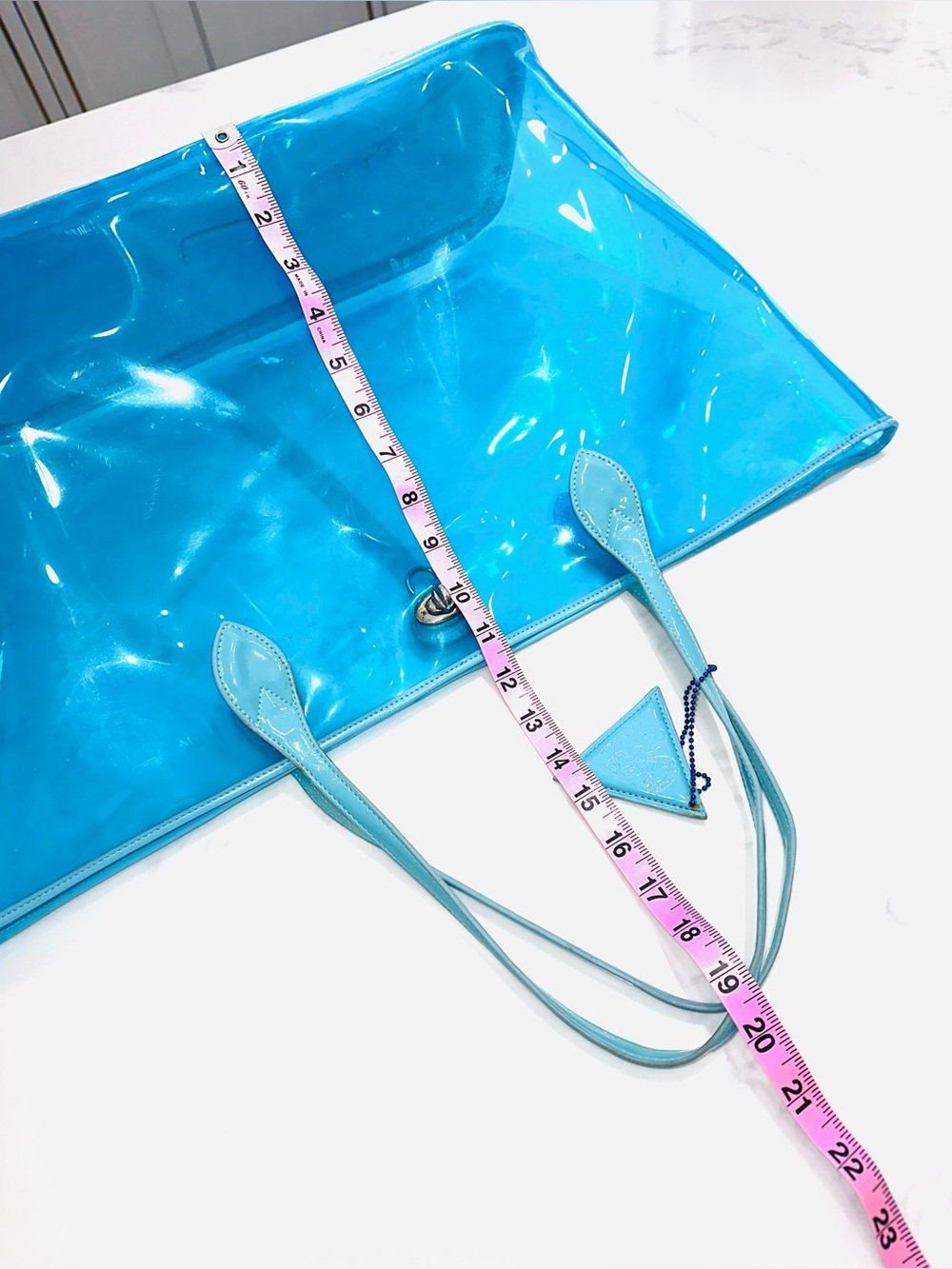 SORIAL CLEAR BLUE SPLASH TOTE SHOULDER BAG: YOUR SUMMER BEACH & POOL COMPANION - Picture 5 of 10